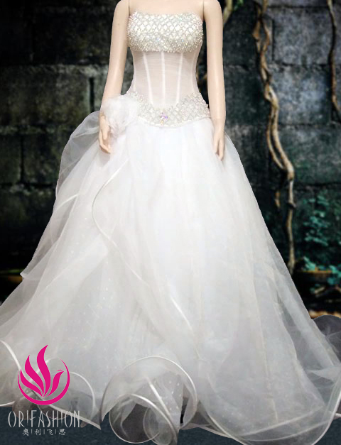 Handmade Real Custom Made Silk Organza Wedding Dress RC023